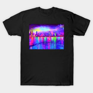 Neon glowing city T-Shirt